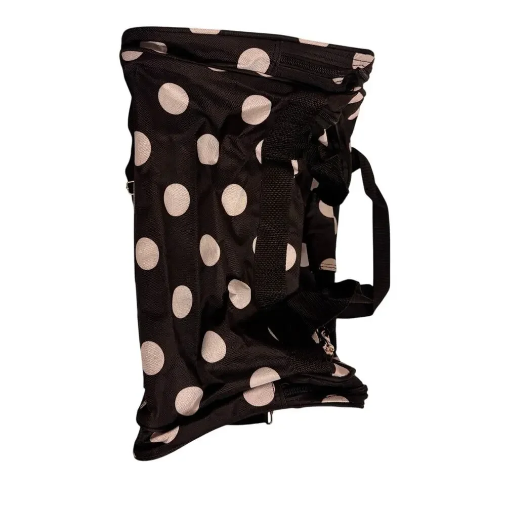 Rockland Black/White Polka Dot Duffel Travel Bag 18x10x8.5